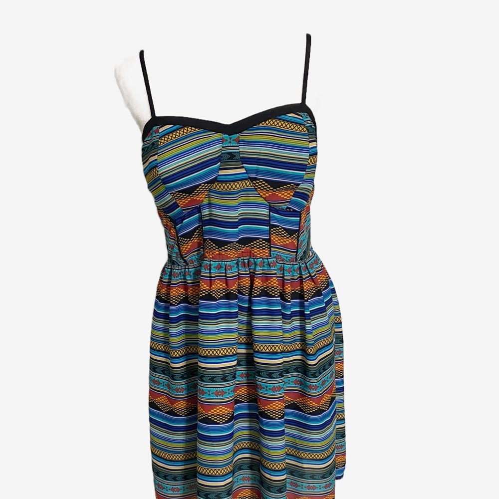 XHILARATION Multicolored Horizontal Stripe Spaghetti Strap Dress Size XXL